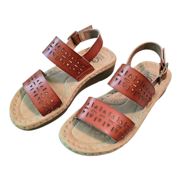 Earth Spirit Meaghan Sandal Womens Size 6 Brown Laser Cut Rustic Bohemian Hippie - Picture 3 of 10
